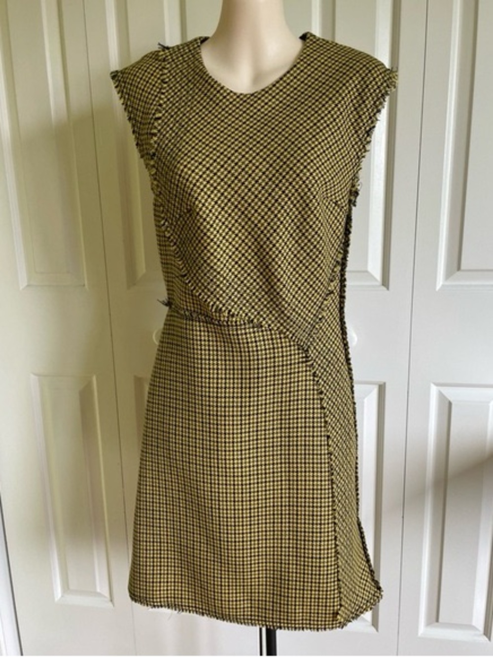 3.1 Phillip Lim Olive Check Sleeveless Shift Dress